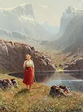 Young Girl in the Fjord By Hans Dahl