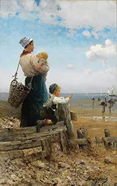 Norwegian Fiskerkone Med Barn By Frithjof Smith-Hald