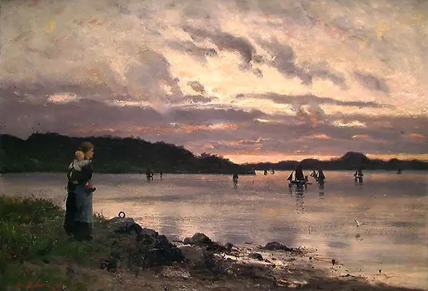 Sunset by the Fjord 1890 By Frithjof Smith-Hald