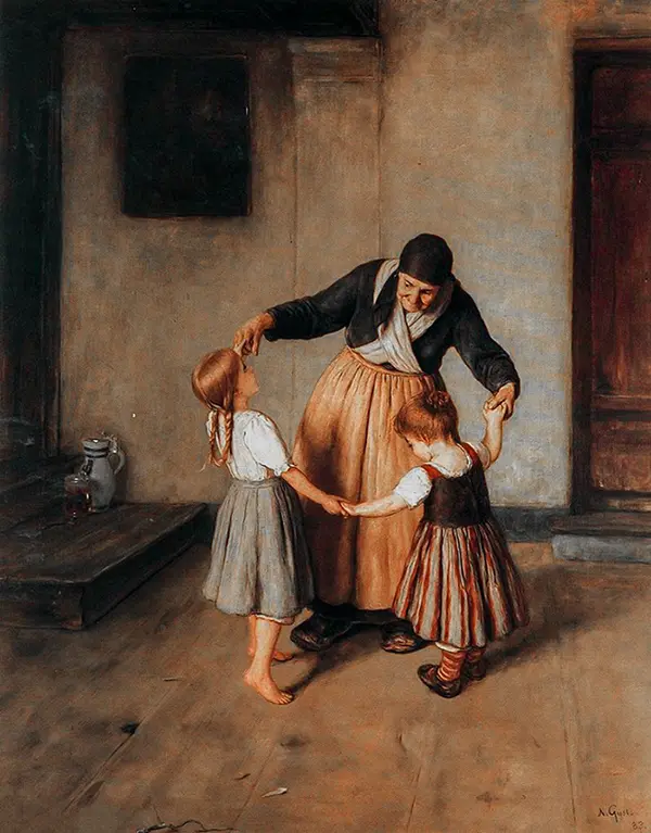Grandmother Dancing with Her Grandchildren, 1890 By Nikolaos Gyzis