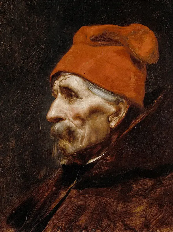 Old Man Wearing a Red Fez By Nikolaos Gyzis