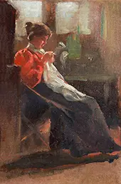 Lady Sewing By Patrick Adam