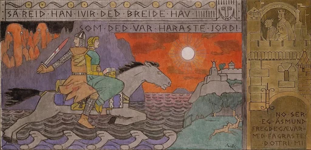 Asmund and the Princess Riding Home By Gerhard Munthe