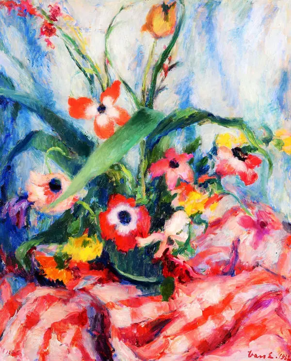 Table Still Life with Flowers 1932 By Elemer Vass