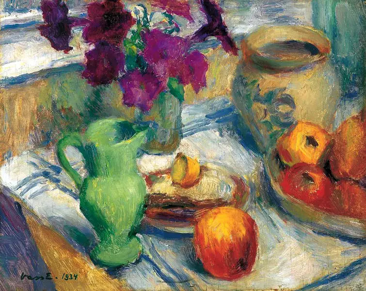 Still life with Tablecloth 1934 By Elemer Vass