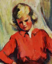 Girl Portrait in Red By Elemer Vass