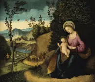 The Rest on the Flight into Egypt 1540 By Lorenzo Costa