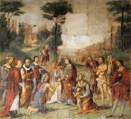 Life of St Cecilia the Saint gives her Possessions to the Poor By Lorenzo Costa