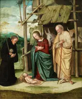 Adoration of the Child With San Nicola Da Tolentino By Lorenzo Costa