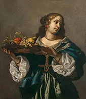 Young Woman Holding a Fruit Dish By Onorio Marinari
