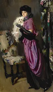 An Elegant Woman with Her Maltese By Ambrogio Antonio Alciati