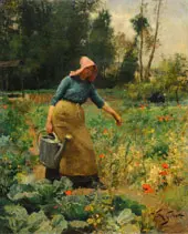 Paysanne Arrosant, Peasant Watering By Victor Gabriel Gilbert