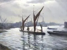 The Thames at Deptford London By Christopher Richard Wynne Nevinson
