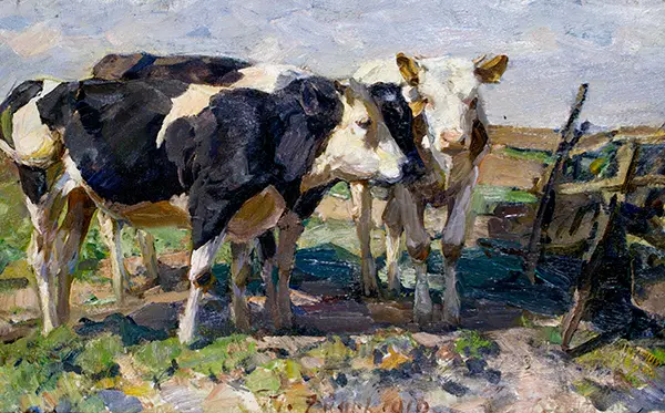 Cows in a Field 1910 By Heinrich von Zugel