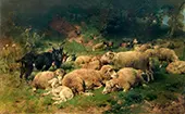 Resting Sheep at the Edge of the Forest By Heinrich von Zugel