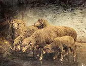 Sheep in a Barn 1885 By Heinrich von Zugel