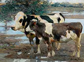 Two Cows by the Water 1900 By Heinrich von Zugel