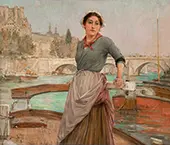 Seine Canal Boat Passing Under the Boats Ponte Louvre By Henry Bacon