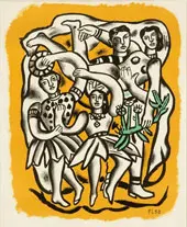 Dancers, Yellow Background By Fernand Leger