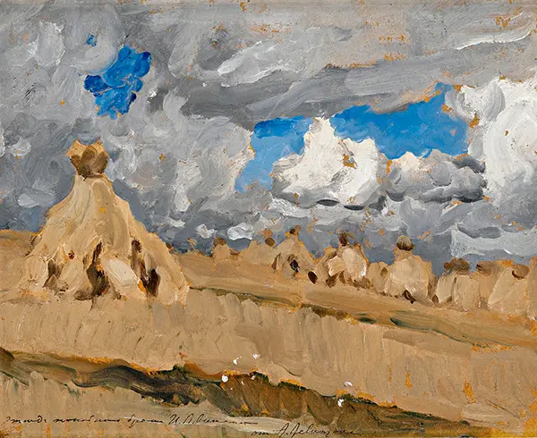 Haystacks in a Russian Landscape By Isaac Levitan