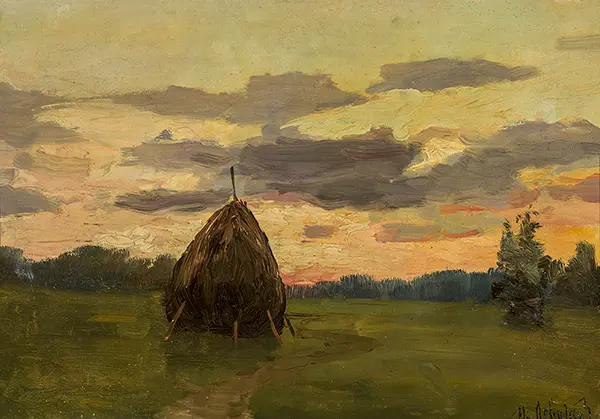 Landscape with a Haystack, 1886 By Isaac Levitan