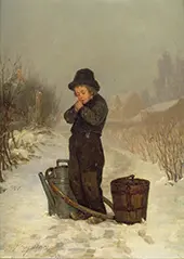 Warming His Hands By Henry Bacon
