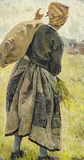 A Woman with a Potato Sack, Ecouen, France By Bertha Wegmann