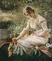 A Young Woman, Marie Triepcke, Sitting in a Boat By Bertha Wegmann