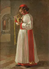 Young Alter Boy Holding Bronze Pot of Frankinsence By Henry Bacon