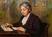 Dohlmann Painted at Her Drawing Table By Bertha Wegmann