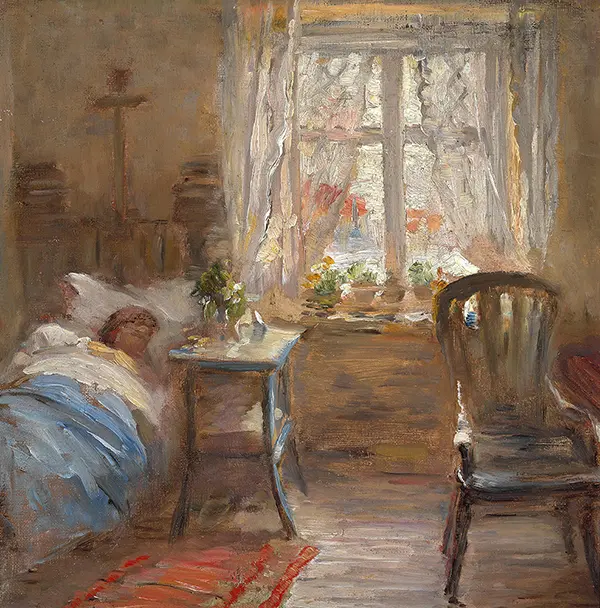 Interior with Sleeping Woman By Bertha Wegmann