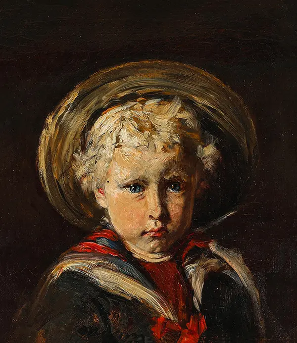 Portrait of a Little Boy Wearing a Hat and Sailor's Clothes By Bertha Wegmann