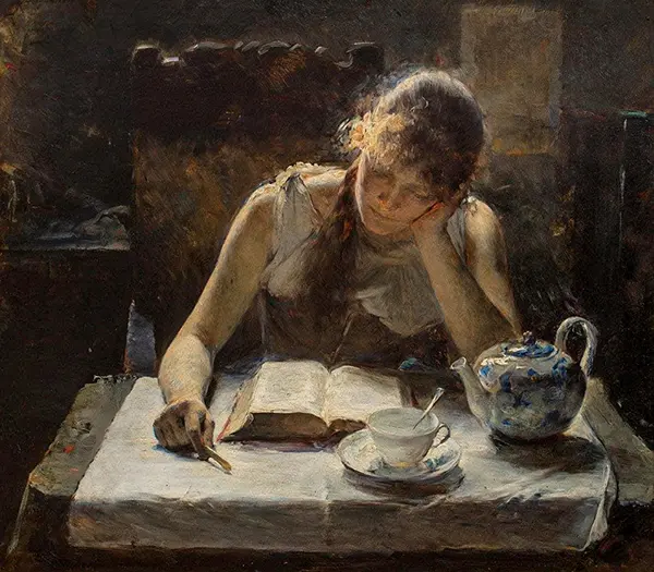 Young Lady at the Breakfast Table By Bertha Wegmann