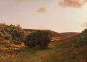 A Landscape with Heather Hills By Georg Achen