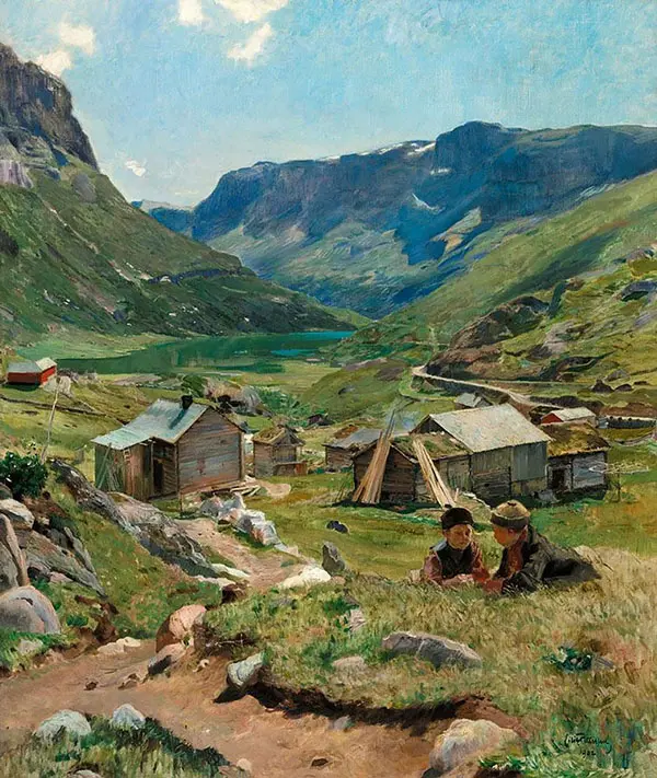 Summer Day View of the Valley at Skogstad By Eilif Peterssen