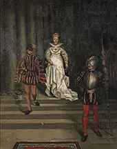 A Royal Descending Stairs with Attendant By Edwin Blashfield