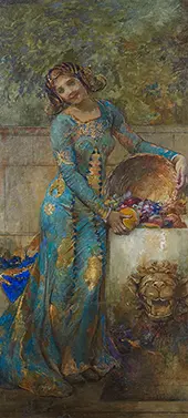 Maiden with a Basket of Flowers 1915 By Edwin Blashfield