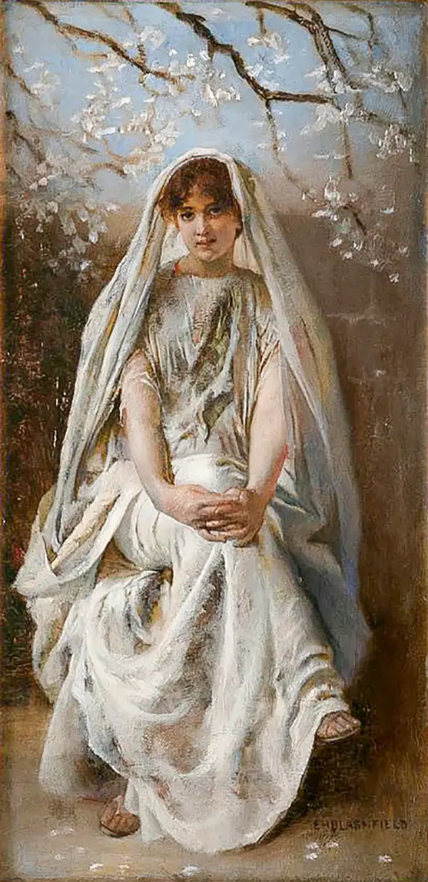 Seated Beauty under a Flowering Tree By Edwin Blashfield