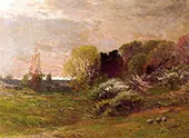 Spring Morning Landscape with Herd Sheep By John Joseph Enneking