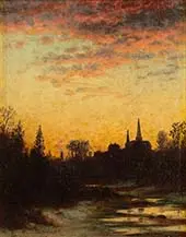 Church at Sunset Hyde Park Massachusetts By John Joseph Enneking