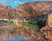 Small Village at the Foot of the Cliff By Charles Cottet