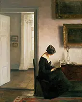 Woman Reading in an Interior By Carl Holsoe