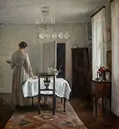 The Artist's wife Setting The Table By Carl Holsoe