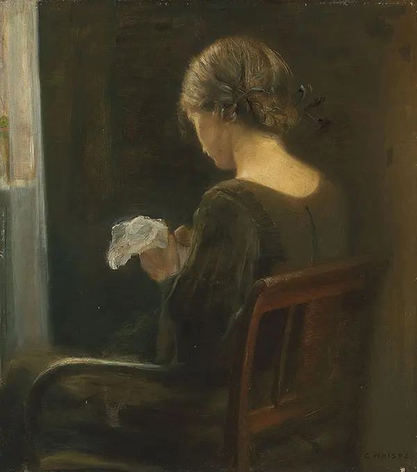 Sewing at The Window By Carl Holsoe