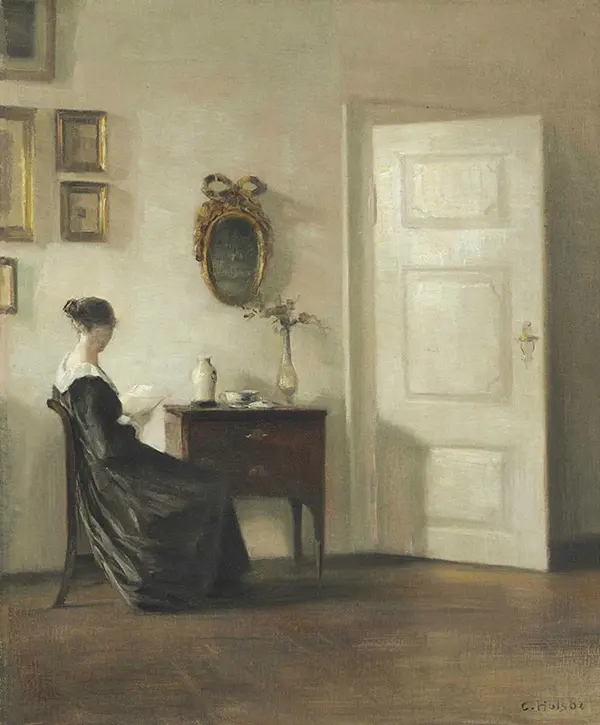 Lady Reading in an Interior By Carl Holsoe