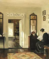 Interior with The Painter's Wife Reading By Carl Holsoe