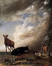 Cattle and Sheep in a Stormy Landscape By Paulus Potter