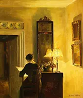 Interior with Reading Woman By Carl Holsoe