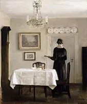 Interior with Lady Carrying Tray c1905 By Carl Holsoe