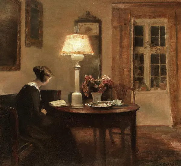 Interior with a Woman Reading 1 By Carl Holsoe